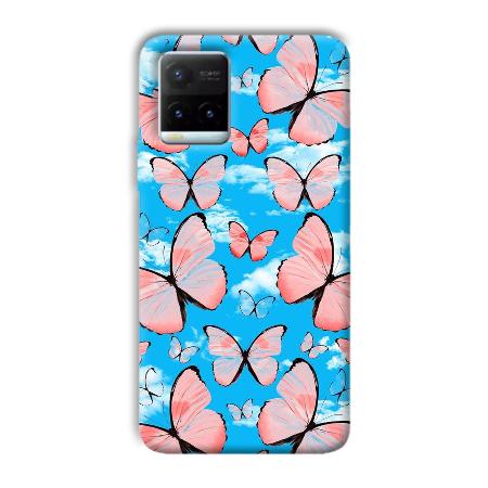 Pink Butterflies Customized Printed Back Case for Vivo Y21T