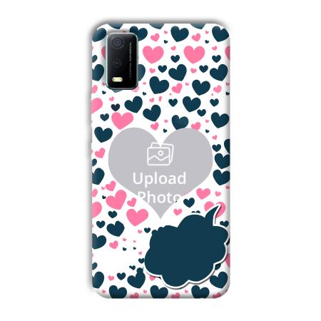 Blue & Pink Hearts Customized Printed Back Case for Vivo Y3s