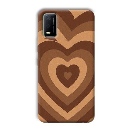 Brown Hearts Customized Printed Back Case for Vivo Y3s
