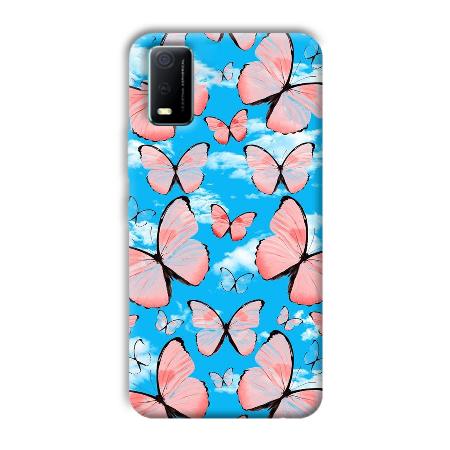 Pink Butterflies Customized Printed Back Case for Vivo Y3s