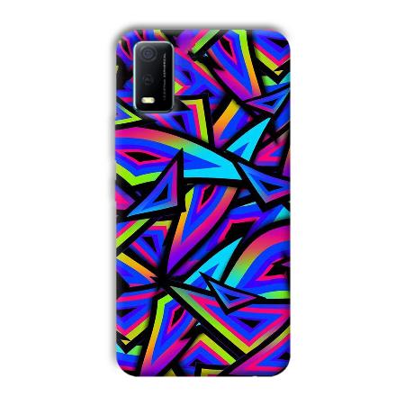 Blue Triangles Customized Printed Back Case for Vivo Y3s