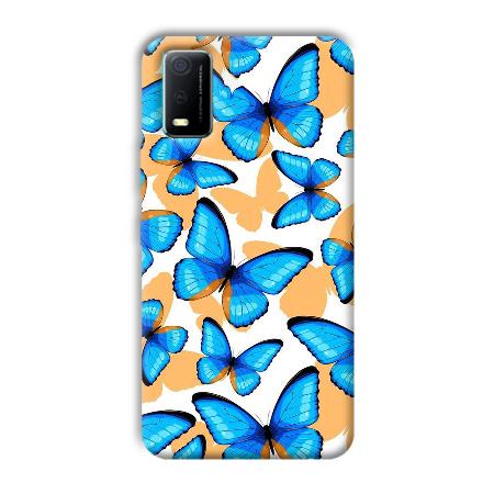 Blue Butterflies Customized Printed Back Case for Vivo Y3s