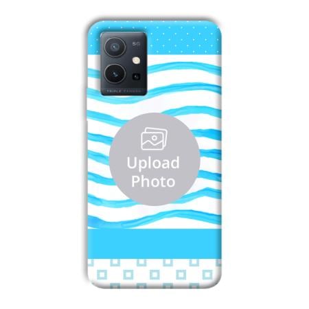 Blue Wavy Design Customized Printed Back Case for Vivo Y75