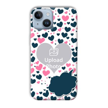Blue & Pink Hearts Customized Printed Back Case for Apple iPhone 14