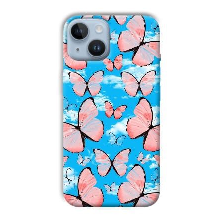 Pink Butterflies Customized Printed Back Case for Apple iPhone 14