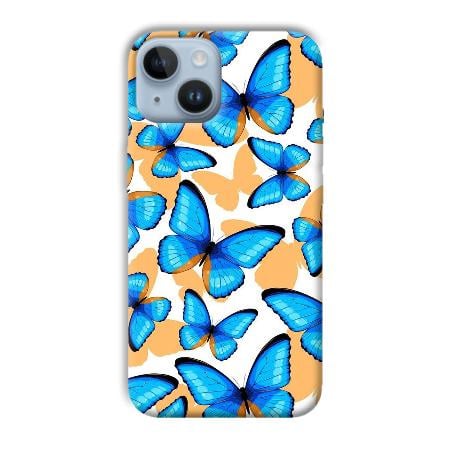 Blue Butterflies Customized Printed Back Case for Apple iPhone 14