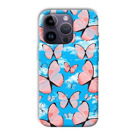 Pink Butterflies Customized Printed Back Case for Apple iPhone 14 Pro