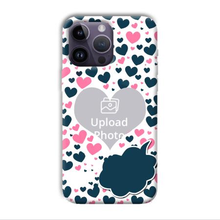 Blue & Pink Hearts Customized Printed Back Case for Apple iPhone 14 Pro Max