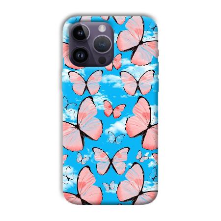 Pink Butterflies Customized Printed Back Case for Apple iPhone 14 Pro Max