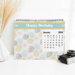 Birthday Design Customized Photo Desk Calendar Rectangle Landscape