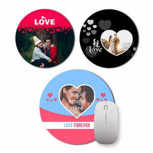 Love Design Custom Circle Photo Printed Mouse Pad