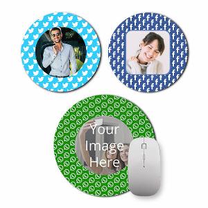 Social Media Design Custom Circle Photo Printed Mouse Pad