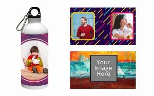 Abstract Design Customized Photo Printed Sipper Water Bottle - White