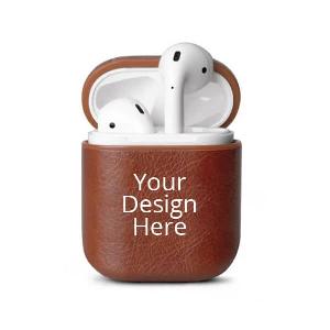 Customized Leather Cover for Apple Air Pods - Brown