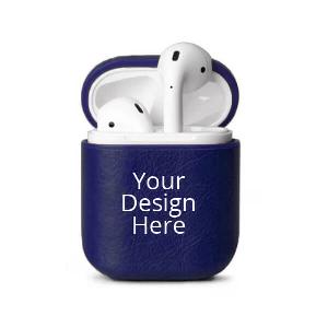 Customized Leather Cover for Apple Air Pods - Blue