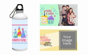 Birthday Design Customized Photo Printed Sipper Water Bottle - White