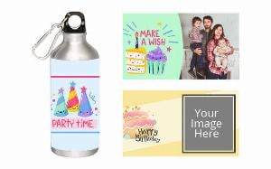 Birthday Design Customized Photo Printed Sipper Water Bottle - Silver