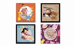 New Born Baby Customized Photo Printed Square Canvas