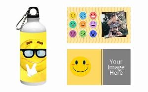 Emoji Design Customized Photo Printed Sipper Water Bottle - White