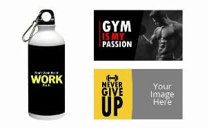Gym Workout Design Customized Photo Printed Sipper Water Bottle - White