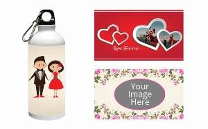 Love Design Customized Photo Printed Sipper Water Bottle - White
