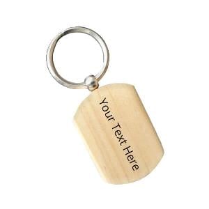 Rectangle with Curved Edges Customized Wooden Keychain