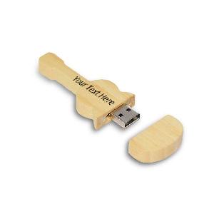 Guitar Shape Wood Custom Printed USB Pen Drive