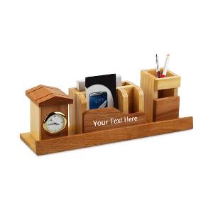 Customized Wooden Pen and Table Stand with Analog Watch
