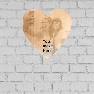 Heart Frame Customized Wooden Photo Engraved Plaque