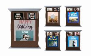Birthday Design Customized Photo Printed Double Bed Sheet with 2 Pillow Covers - Coffee Brown