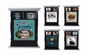 Social Media Design Customized Photo Printed Double Bed Sheet with 2 Pillow Covers - Black