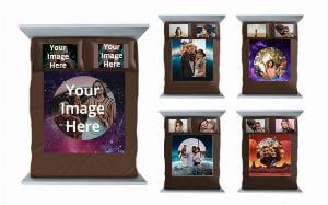 Space Design Customized Photo Printed Double Bed Sheet with 2 Pillow Covers - Coffee Brown