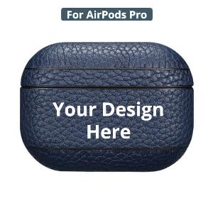 Customized Leather Cover for Apple Air Pods PRO - Blue