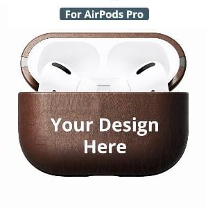 Customized Leather Cover for Apple Air Pods PRO - Brown