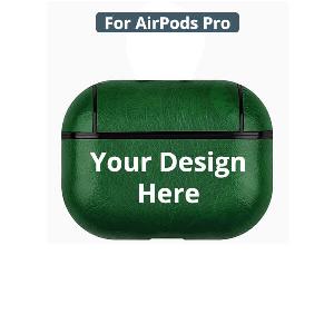 Customized Leather Cover for Apple Air Pods PRO - Dark Green