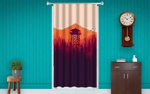Watch Tower View Design Customized Photo Printed Curtain