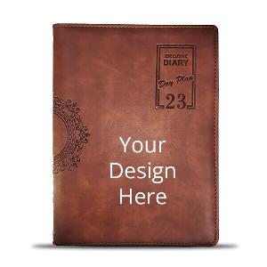 Day Planner Brown Customized Photo Printed Leather Diary