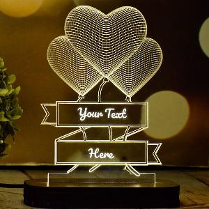 3 Hearts Customized Acrylic Table Frame LED Light Lamp
