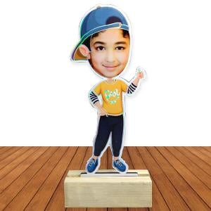 Cool Boy Customized Wooden Caricature Bobble Head