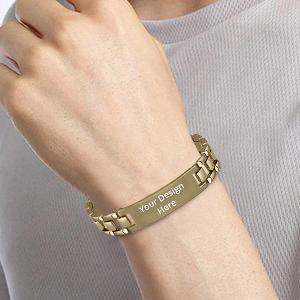 Gold Customized Engraved Metal Bracelet with Gift Box