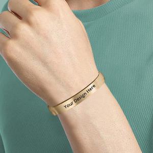 Gold Customized Engraved Metal Bracelet Kada with Gift Box