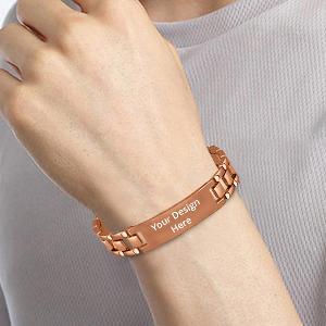 Rose Gold Customized Engraved Metal Bracelet with Gift Box