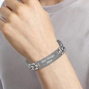 Silver Customized Engraved Metal Bracelet with Gift Box
