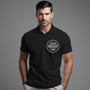 Black Customized Half Sleeve Men's Cotton Polo Shirt
