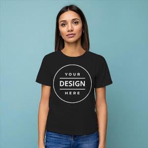 Black Customized Half Sleeve Cotton  Women's T-Shirt