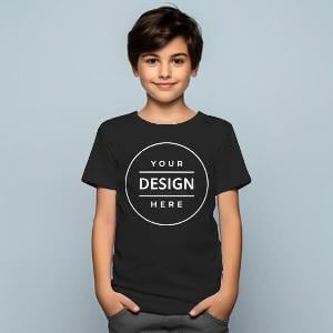 Black Customized Half Sleeve Kid's Cotton T-Shirt