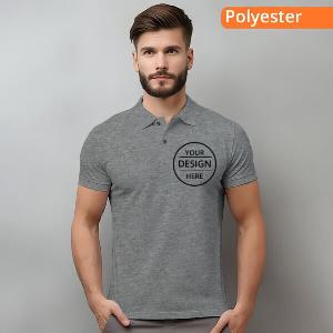 Grey Polyester Dri Fit Customized Half Sleeve Men's Collar Polo T-Shirt