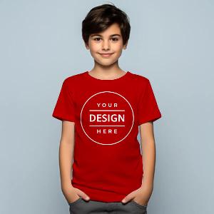Red Customized Half Sleeve Kid's Cotton T-Shirt