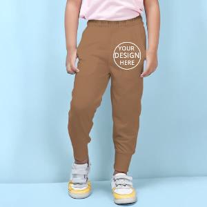 Cafe Brown Customized Cotton Jogger Track Pant for Kids