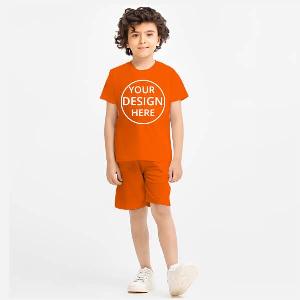 Orange Customized Cotton Co-ord Set for Kids